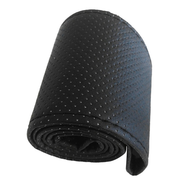 Universal bilrattskydd Handsömnad Perforerad mikrofiberläderrattkåpa för 38 cm diameter Svart