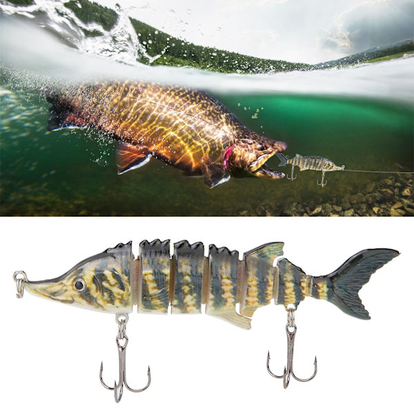11cm Plast Fiskebete Artificiellt Multisektion Sjunkande Wobbler Krokar Utrustning (JM040-4)