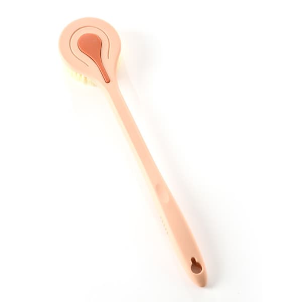 【BEMS】Badebørste Langt Skaft Blødt Hår Rygbørste Kuglebørste Badeværelse Kropsbørster Ryg Mudder Skrubbe light pink