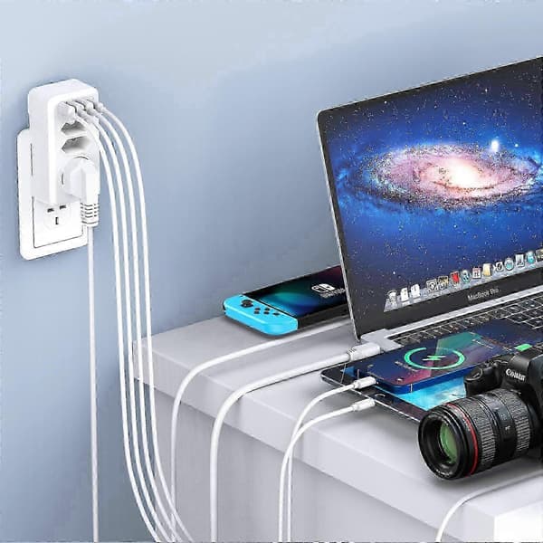 7-i-1 rejseadapter med 3 USB og USB-C - Dubai Malaysia Irland stikadapter (type G)