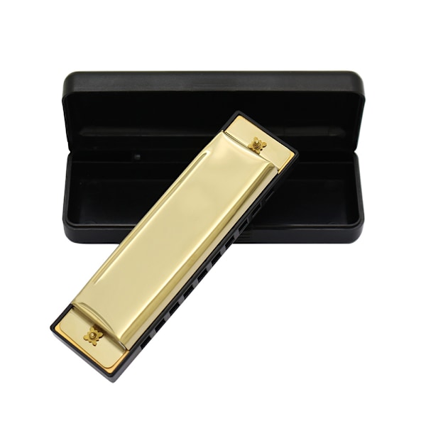 IRIN Lightweight Gold Metal 10 Holes Harmonica Musical Instruments(Gold)