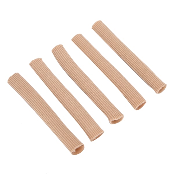 5 stk Finger Toe Tube Tåhylse Separator Pedikyr Hvete PU Gel Elastisk Stoff Tåbeskytter TubeS (15 x 2 cm / 5,9 x 0,8 tommer)