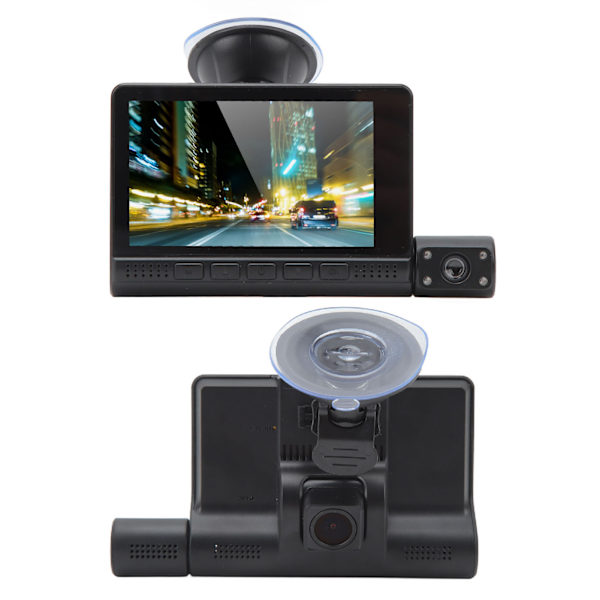 3-kanals Dash Cam 1080P Fram Bak Inside Driving Recorder 170 graders vidvinkel loop inspelning G Sensor Pekskärmskamera