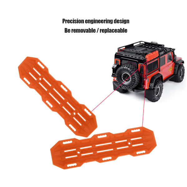 2 kpl Liukastumattomat Auton Apulaudat 1/10 RC-Mönkijäautolle RC-Mallin Kiipeilyajoneuvon Koristeluun (Oranssit)