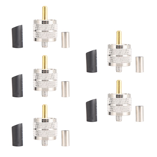 5 stk UHF PL259 Han-stik Crimp Coax Connector Adapter RF Connector