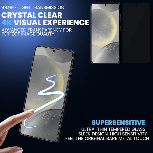 【BEMS】2-Pack Compatible with Samsung S24 Plus Privacy Screen Protector - Tempered Glass 9H - Super Quality 3D