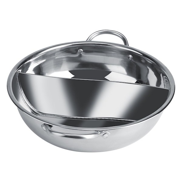 31 cm Tjock Rostfritt Stål Hot Pot med Två Smakseparation och Induktionshällskompatibilitet
