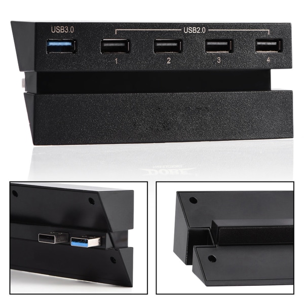 Høyhastighets 5-porters USB Hub 2.0 & 3.0 Expansion Hub-kontrolleradapter for PS4-spillkonsoll++
