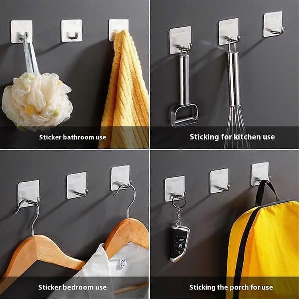 【BEMS】4 st väggmonterade krokar i 304 rostfritt stål, kompatibla med kök, badrum, sovrum Black