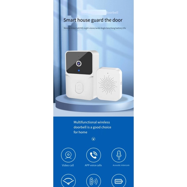 Tuya Wireless Doorbell Etusivu Tervetuloa ovikello Smart Outdoor ovikellokamera Night Vision HD Video Doorbell Voice Changer+Sxi black