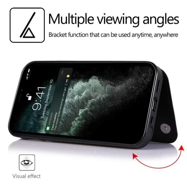 Kompatibel med iPhone 15 Støtsikkert Deksel Kortmappe 3-ROM Flip Svart[BEMS]