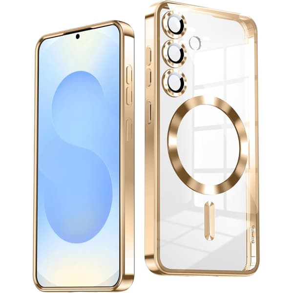 Kompatibel med Samsung S25 Case Metallic Case with Magnetic Compatibility, Slim Design Gold gold