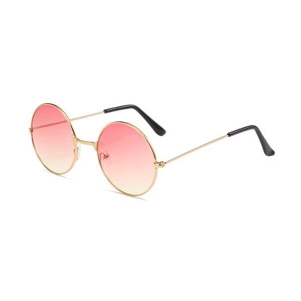Lennon Style V røde klassiske runde polariserte UV400 solbriller Pink on top and yellow on bottom