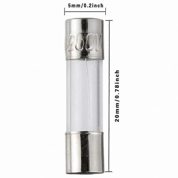 5x20mm glasrörssäkringar, 3,15A 250V trög säkring, 0,2 x 0,78 tum, 20-pack