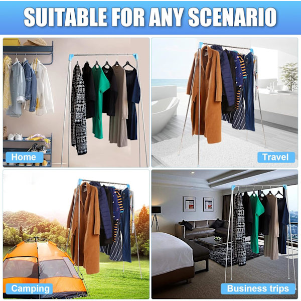 【BEMS】Portable Clothes Rack, Foldable and Extendable Clothes Drying Rack Compatible with Travel
