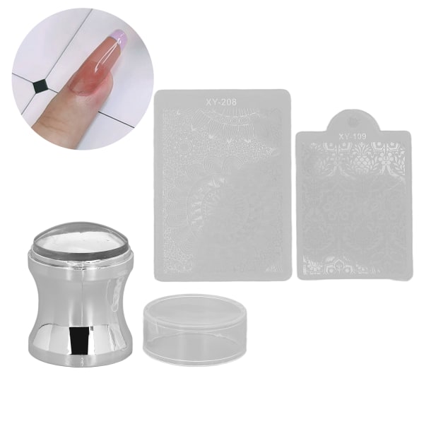 TIMH Nail Art Stamper silikoni läpinäkyvä Nail Stamper manikyyrityökalu leimauslevyillä