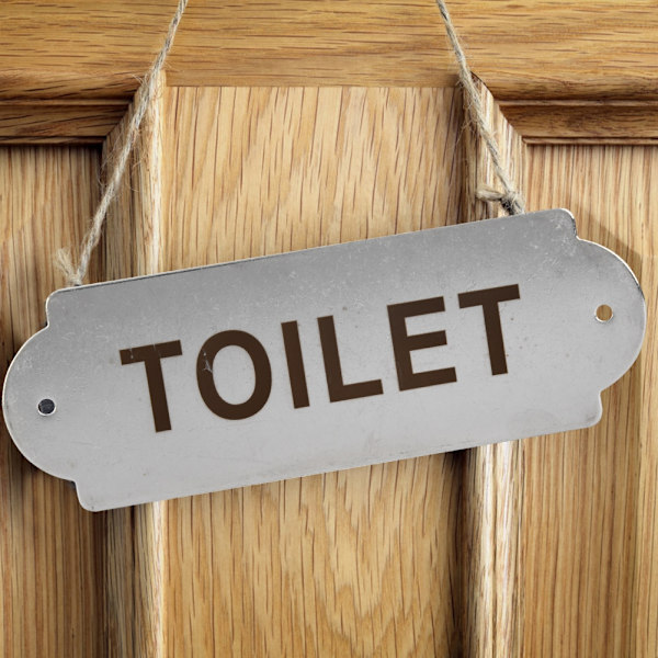 Rustfrit Stål Hækkepost Havehus Hjem Dør Port Toilet Advarselsskilte med Monteringsskruer TOILET