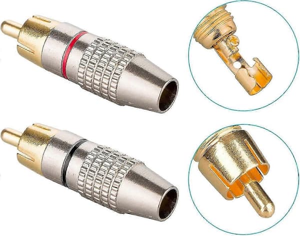 12 x RCA-kontakter, RCA-loddekontakter, RCA-plugg skrubar, RCA-pluggadapter