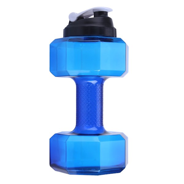 Dumbbell Shaped Sports Water Bottle - Large Capacity, Fitness Gym Training Cup (Blue)