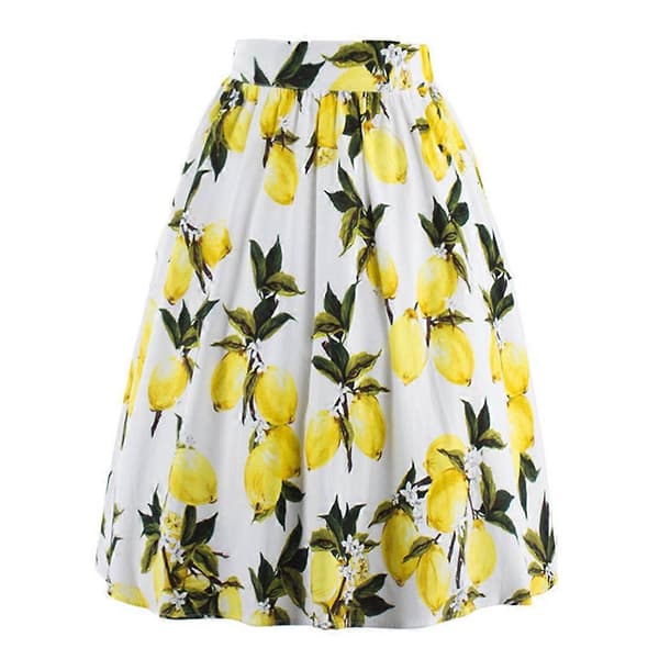 Sommarkjolar med citrontryck blue XXL