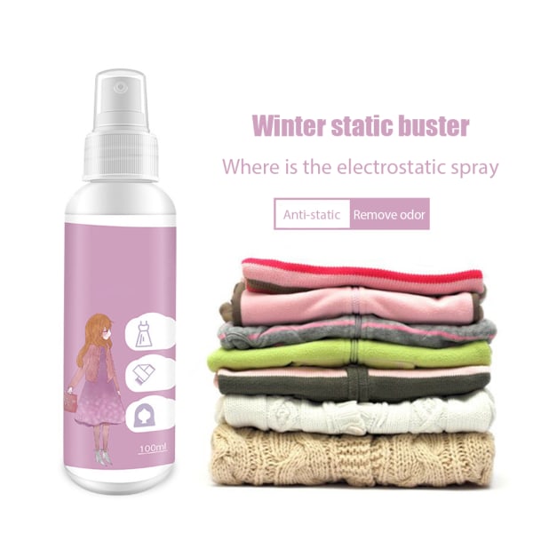 100ml Multipurpose Antistatisk Spray Kläder Anti Statisk Spray för Kläder Textilier Möbler och bil++/