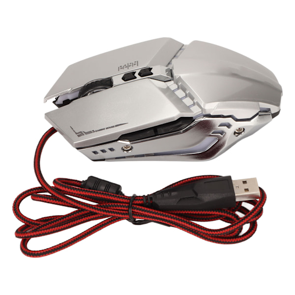 Ergonomisk Gamingmus med 4 Justerbara DPI, Andnings-RGB-Bakgrundsbelysning, Noggrann Kontroll, Kontorsmus för Dator, Bärbar Dator, PC, Silver
