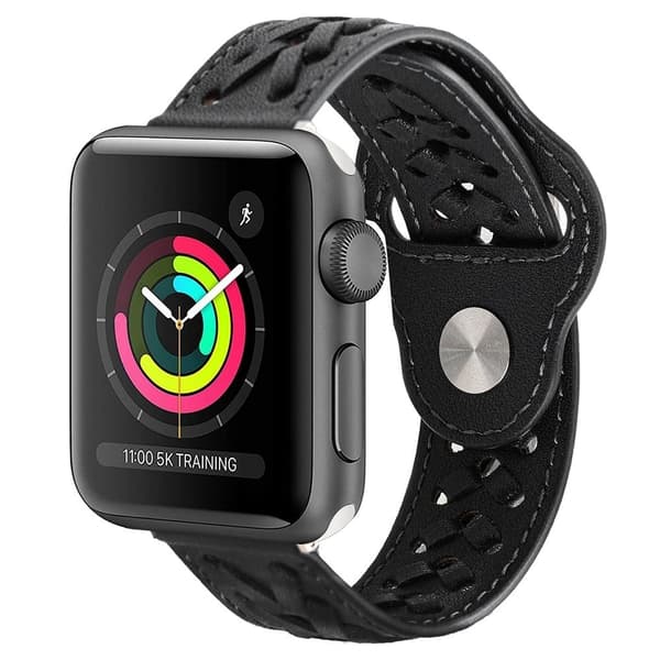Kompatibel med Apple Watch (41mm) urrem i mikrofibervævet læder – sort[BEMS] Black black