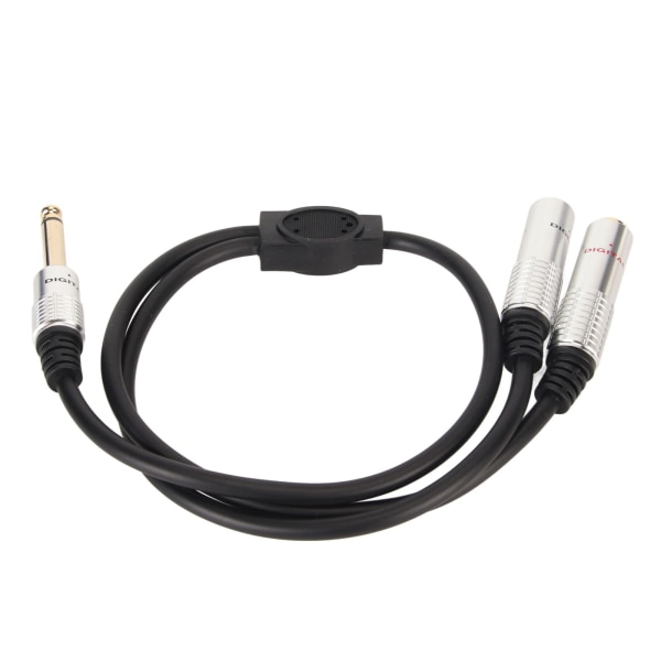 1/4 tum Stereo Splitter Y-kabel Aluminiumlegeringsskal 6,35 mm Mono hankontakt till dubbel 6,35 mm honkabel 19,7 tum ++