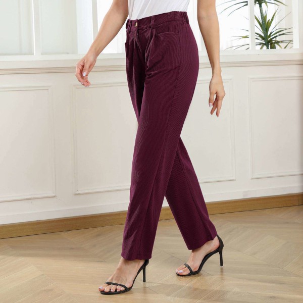BEMSYM-korkeat housut, tyylikkäät, yksiväriset, vetoketjulliset housut, viininpunainen w Claret M