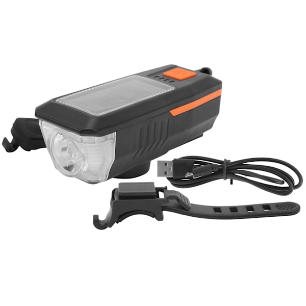 Sykkellys med solenergi, nattlys, USB-ladbart, for utendørs sykling (oransje)