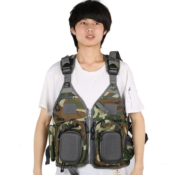 Udendørs Multifunktionel Jakke Jagt Fiske Rejse Camouflage Vest med Lommer