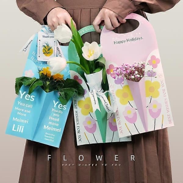 1 st blomlåda bukettförpackning julpapper handhållen bukettförpackningslåda alla hjärtans dag blomsterarrangemangslåda Blue