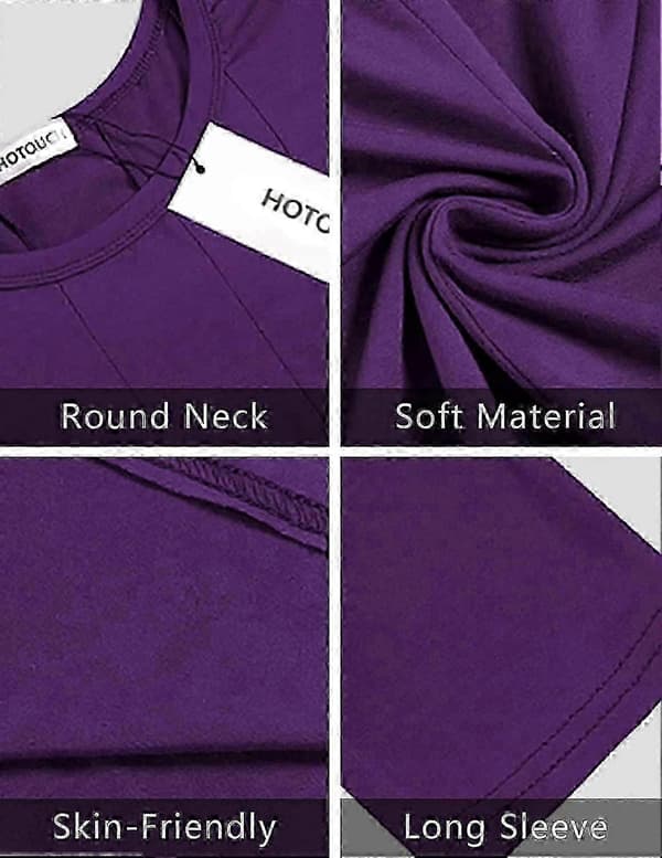 Damklänning med 3/4-ärmar och A-linjeform och utsvängd midiklänning_ms584d Purple 2XL