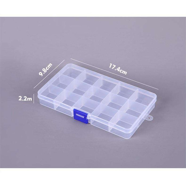【BEMS】Compatible Storage Box with 15 Compartments - 17.4 x 9.8 cm - Organizer Transparent transparent