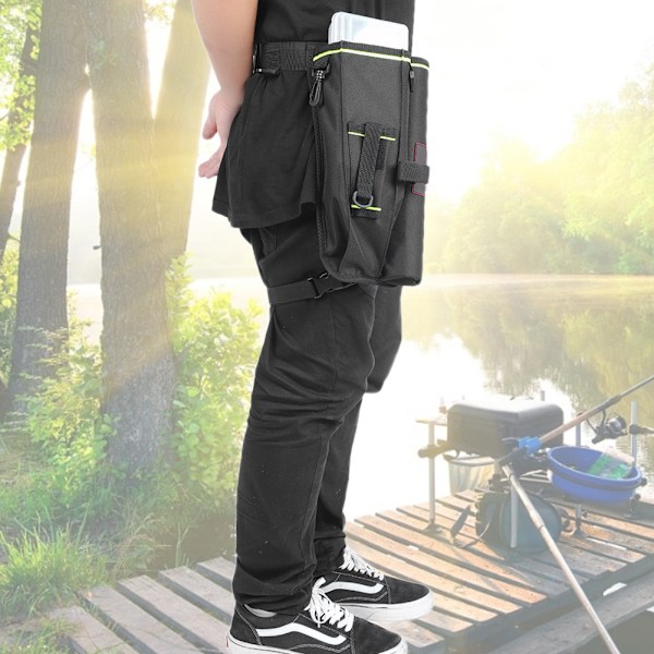 Utendørs Multifunksjonell Ben- og Midjeveske Lår-Drop Pouch Fiske Stang Vesker (Svart)