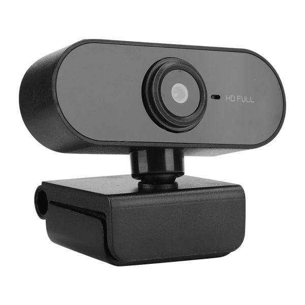 1080P datakamera med mikrofon Desktop USB Webcam Gratis stasjon for videoanrop (svart)++