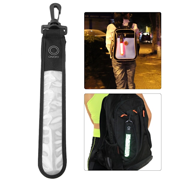 LED-reflexband med hängare för utomhussporter, batteridriven, för nattlöpning och bergsklättring, silvervit