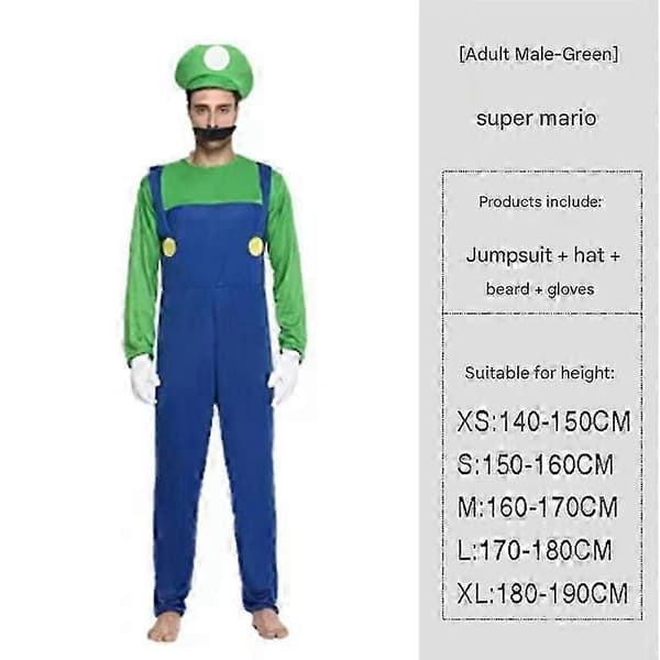 Super Mario Bros. Cosplay-kostume til voksne mænd _b[BEMS] Green S
