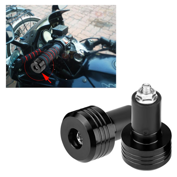 Et par 22 mm Universal Motorsykkelgrep Styreender Vekt Balanseplugg Svart