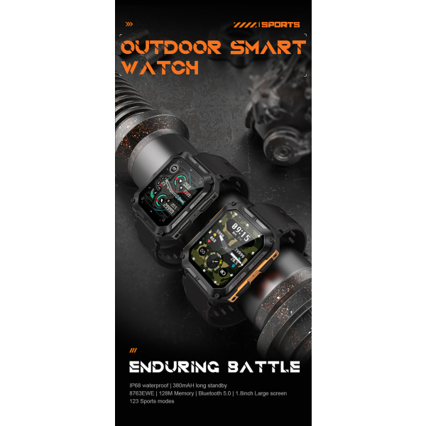 Ny C20pro Bluetooth Call Smart Watch Outdoor Three Proof Sports Tre svarta växter