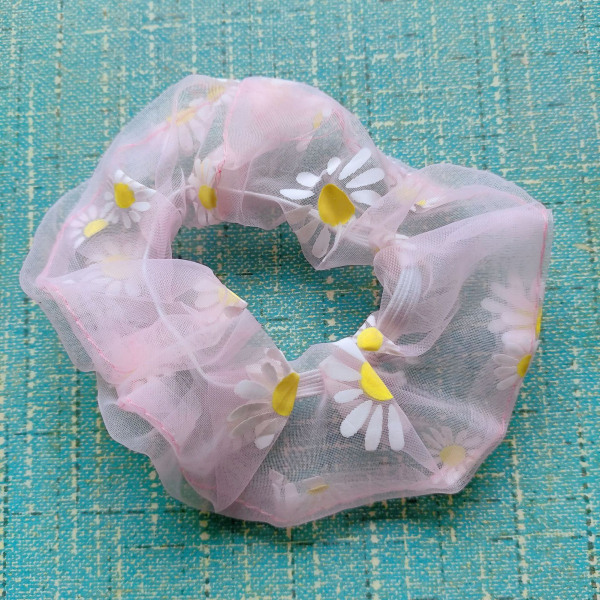 TIMH Hair Scrunchies Elastisk Myk Gaze Daisy Mønster Tykktarm Hårbånd Hårtilbehør Rosa