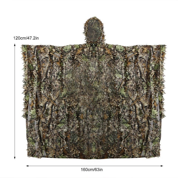 3D Camouflage Regnponcho - Vandafvisende Regnjakke med Hætte til Børn og Voksne - Ideel til Udendørs Camping og Vandreture