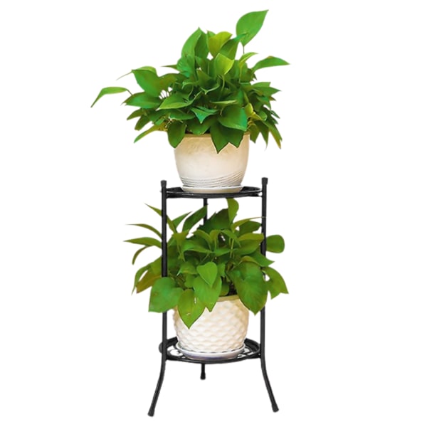 Kraftig jernpotteplantestativ Dobbeltlags blomsterpottestativ i metall for innendørs utendørsplanter