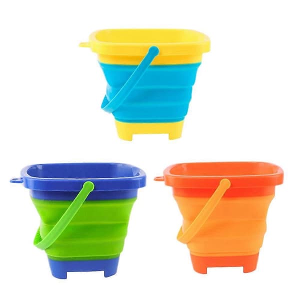 st foldbare spande sandspande silikone foldbare spande til børn strandp Yellow  blue  green