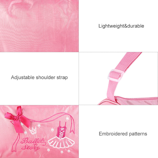 Barneballet-svømmebag - Rosa brodert tote