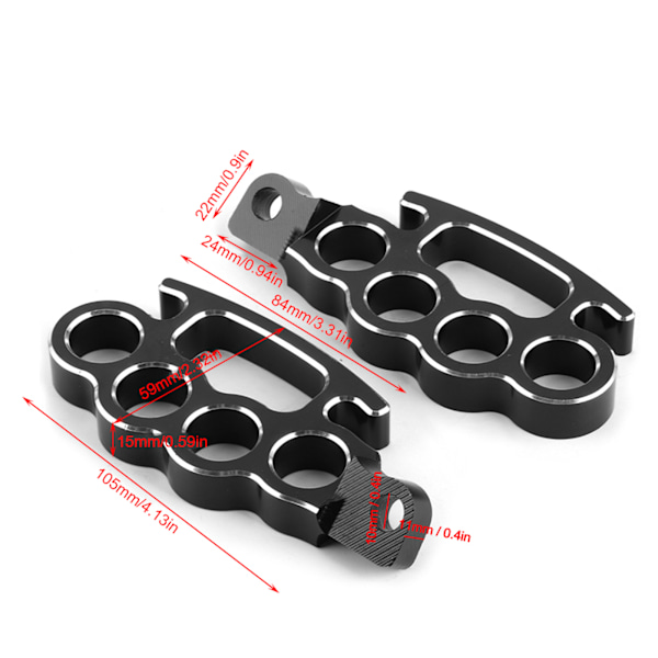 2st Flying Knuckle Control Fotpinnar Motorcykel Bakre Steg Pedaler Tillbehör Svart
