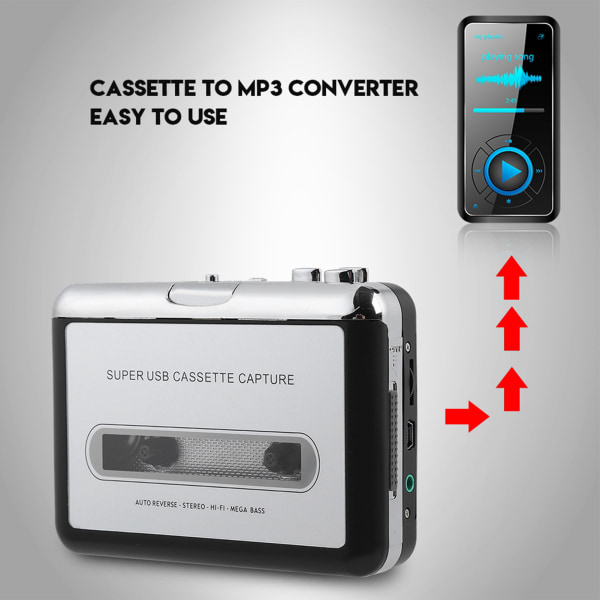 Tape til PC Kassettopptaker MP3 CD Converter Capture Digital Audio Music Player++