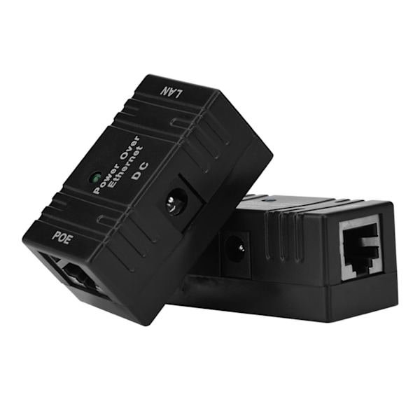 2 stk RJ45 POE strømforsyningsmodul POE-injektor Ethernet-adapter for nettverks-IP-kamera svart