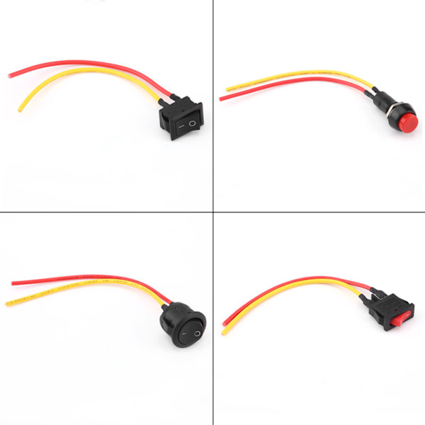 AC 6A/10A 250V 2 Kabelmonterad SPST På/Av Snäppknapp för Auto Boat Universal