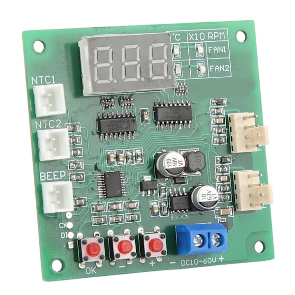 DC10‑60V 2-kanals 4-tråds fläkt PWM temperaturhastighetsregulator styrmodul interna fläktkomponenter